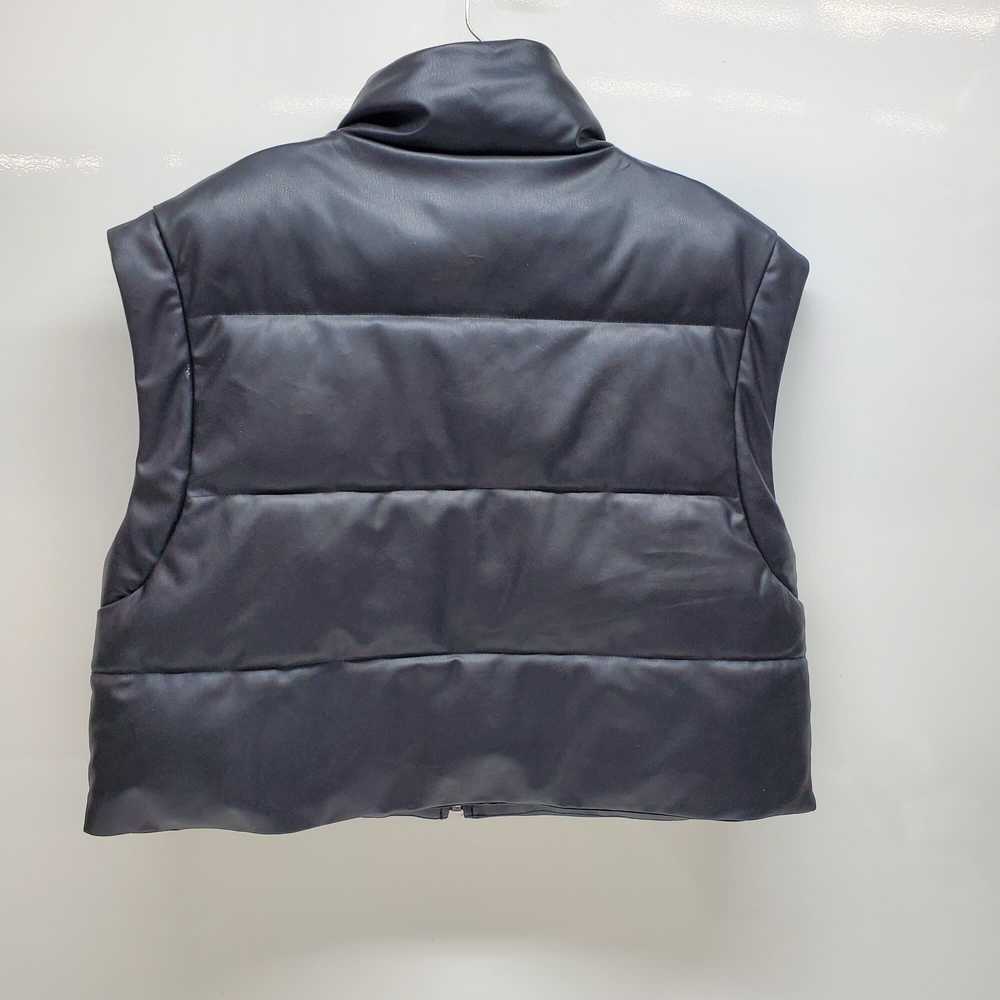 Zara Black faux Leather Puffer Vest - M - image 3