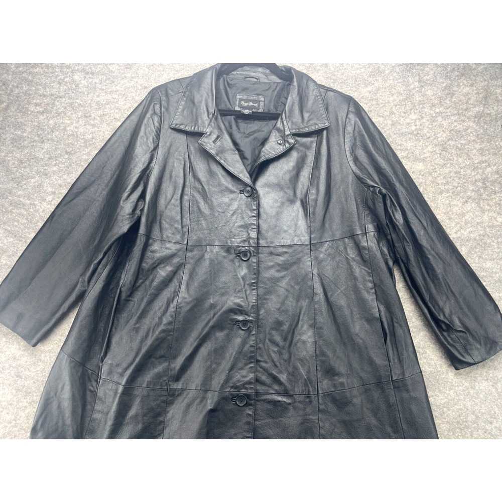 Vintage Maggie Barnes Coat Size 18 Black Leather … - image 1