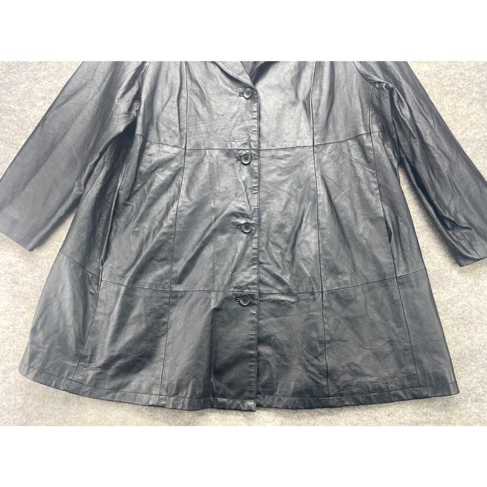 Vintage Maggie Barnes Coat Size 18 Black Leather … - image 3