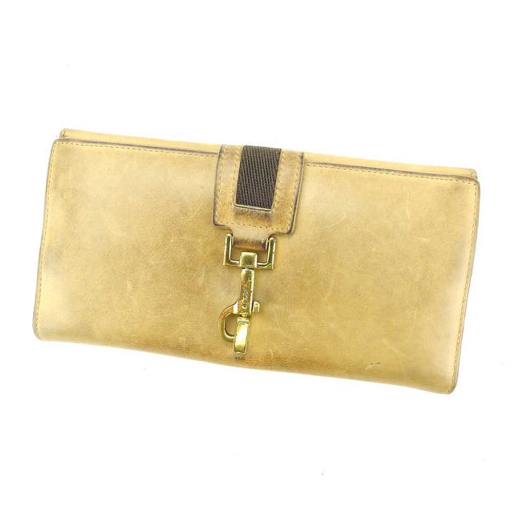 Gucci W Hook Wallet Long Beige Brown Gold Unisex … - image 1