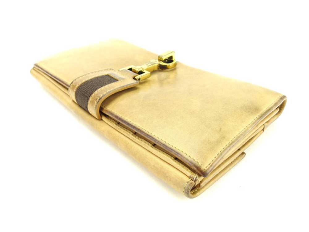 Gucci W Hook Wallet Long Beige Brown Gold Unisex … - image 4