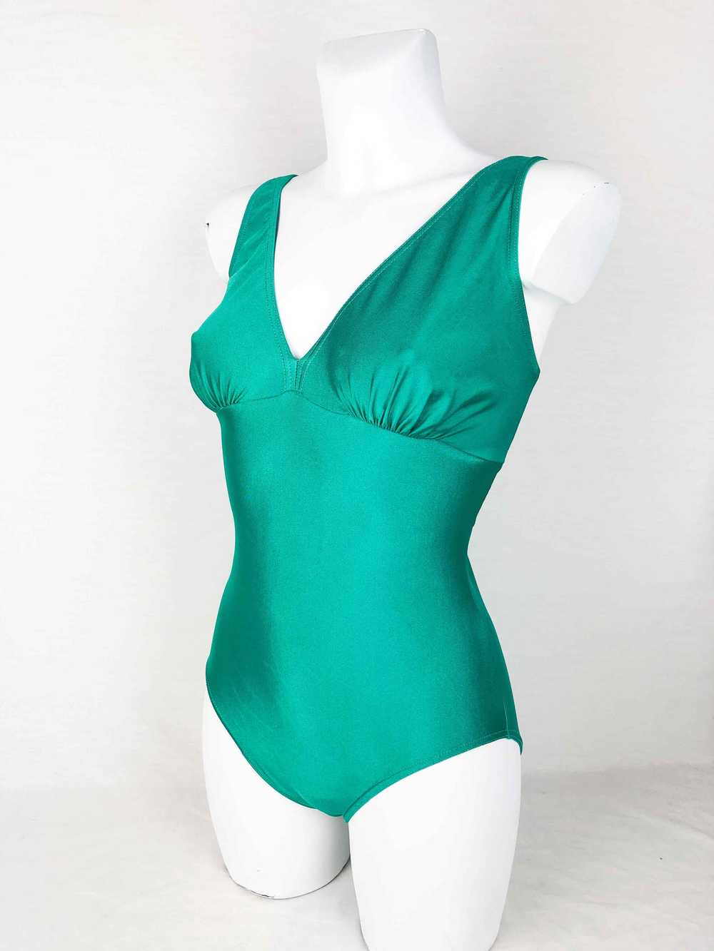 One-piece swimsuit, satin green - image 2