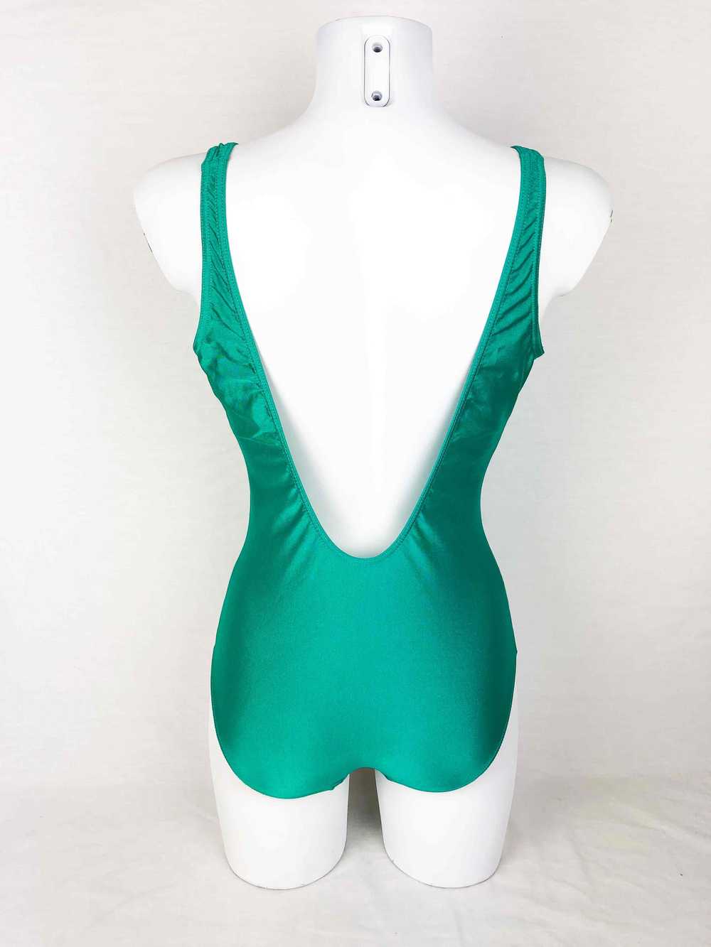 One-piece swimsuit, satin green - image 3