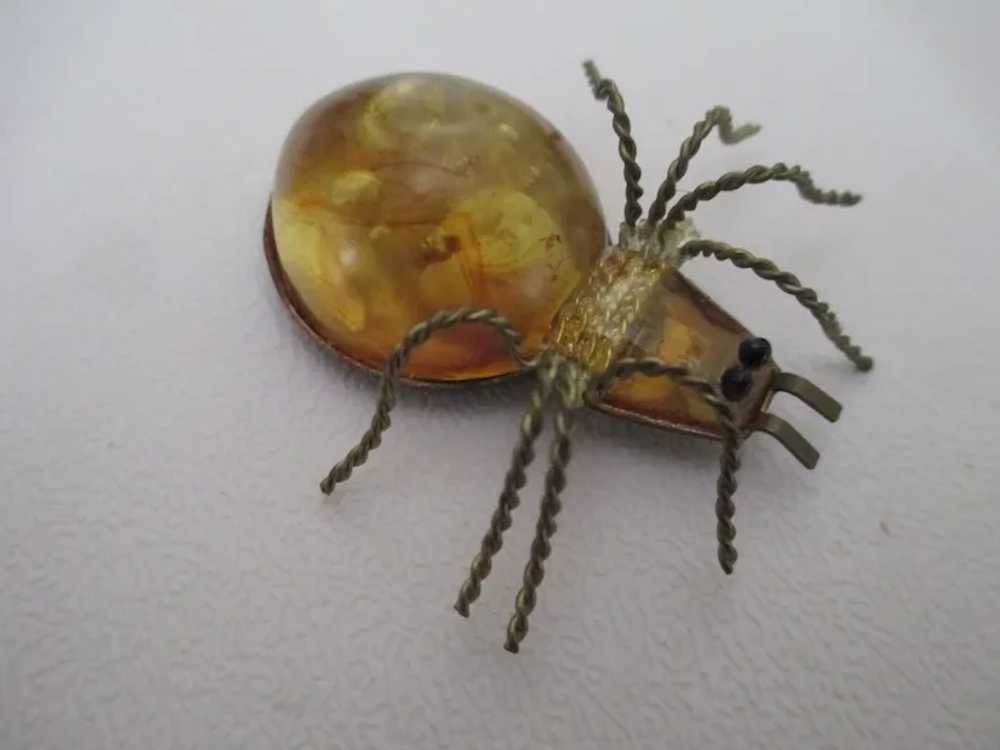 Baltic Amber Russian 10Kt 1900s Cabochon  Spider … - image 2