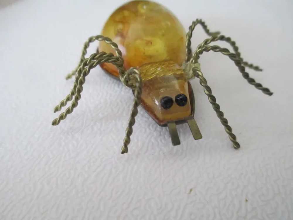 Baltic Amber Russian 10Kt 1900s Cabochon  Spider … - image 5