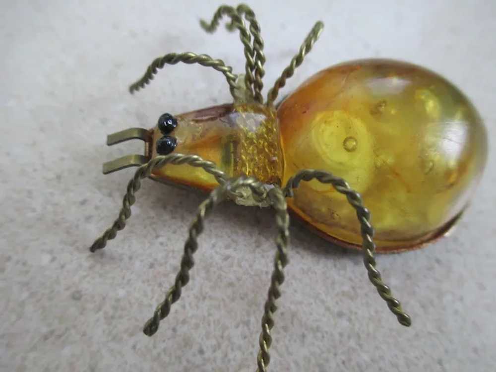 Baltic Amber Russian 10Kt 1900s Cabochon  Spider … - image 6