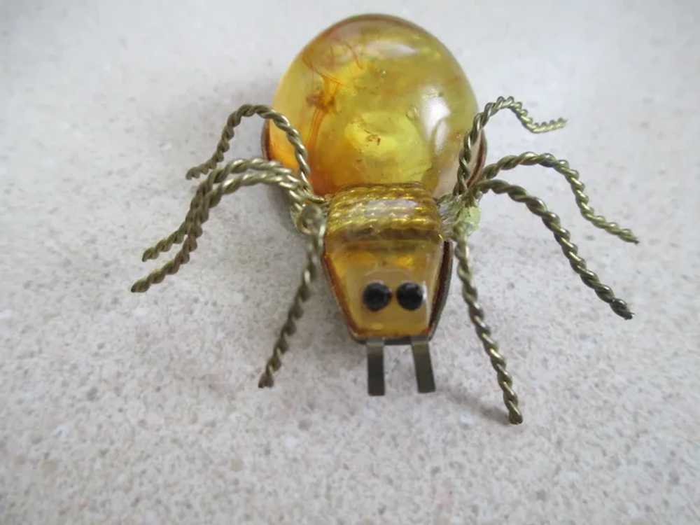 Baltic Amber Russian 10Kt 1900s Cabochon  Spider … - image 7