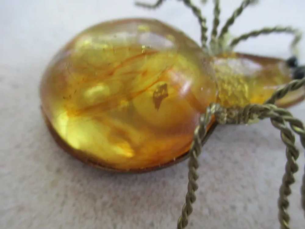 Baltic Amber Russian 10Kt 1900s Cabochon  Spider … - image 8