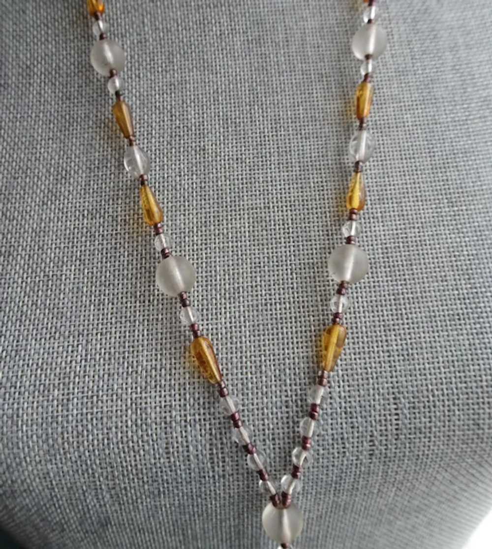 LOVELY 1920s Art Deco Necklace, Long Czech Glass … - image 3