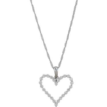 14k White Gold Single Prong Heart Diamond Necklace