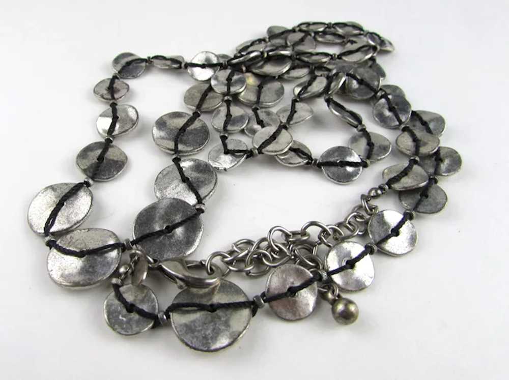 Silver Tone Flattened Discs in Unusual Knotted Pa… - image 10