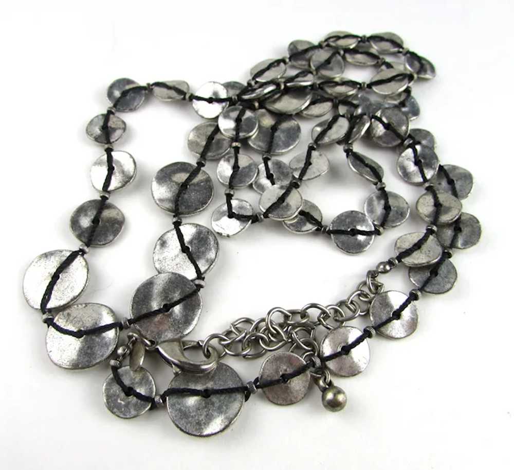 Silver Tone Flattened Discs in Unusual Knotted Pa… - image 12