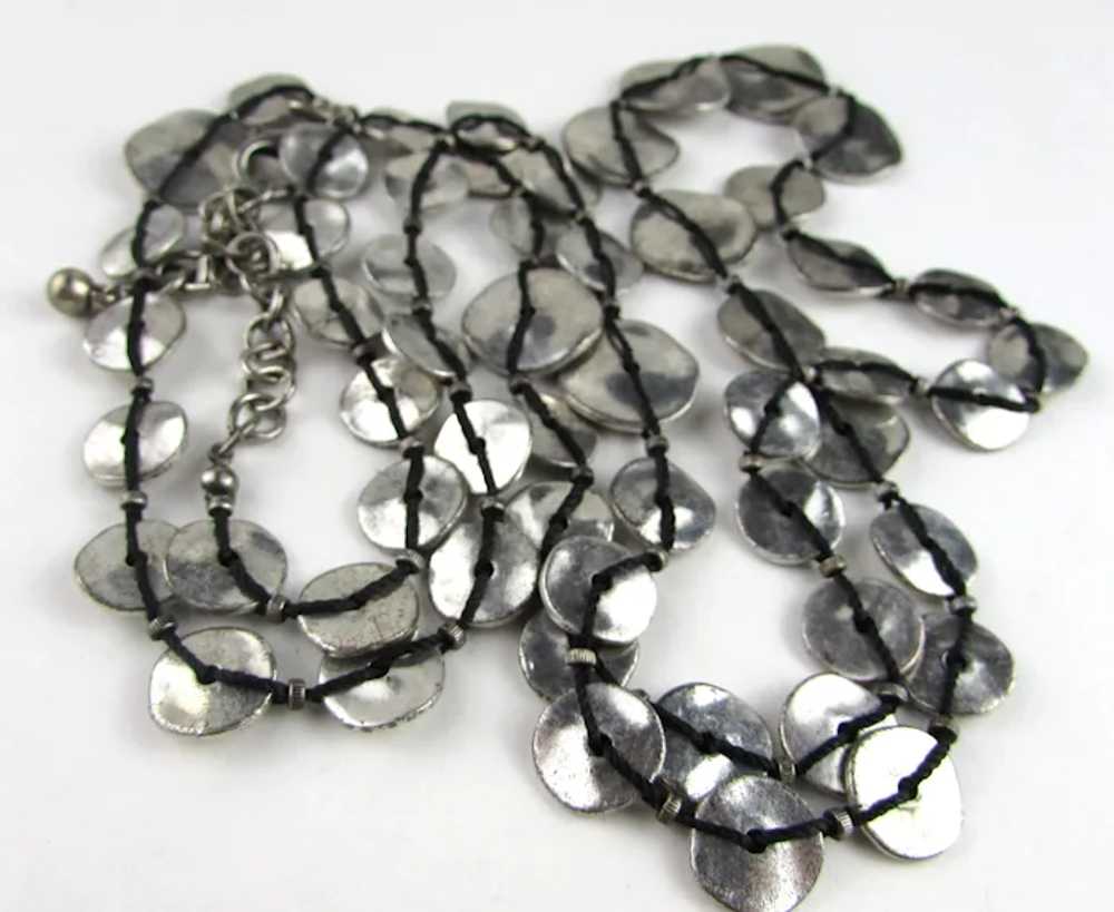 Silver Tone Flattened Discs in Unusual Knotted Pa… - image 6