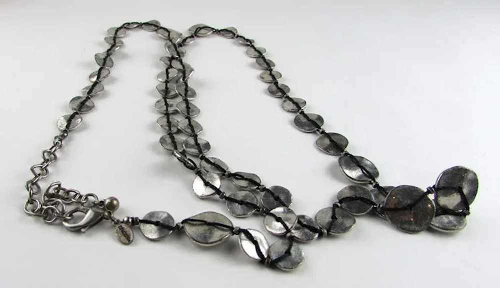 Silver Tone Flattened Discs in Unusual Knotted Pa… - image 9