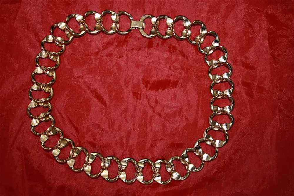 Vintage Signed Krementz Gold Tone Big Link Chain … - image 3