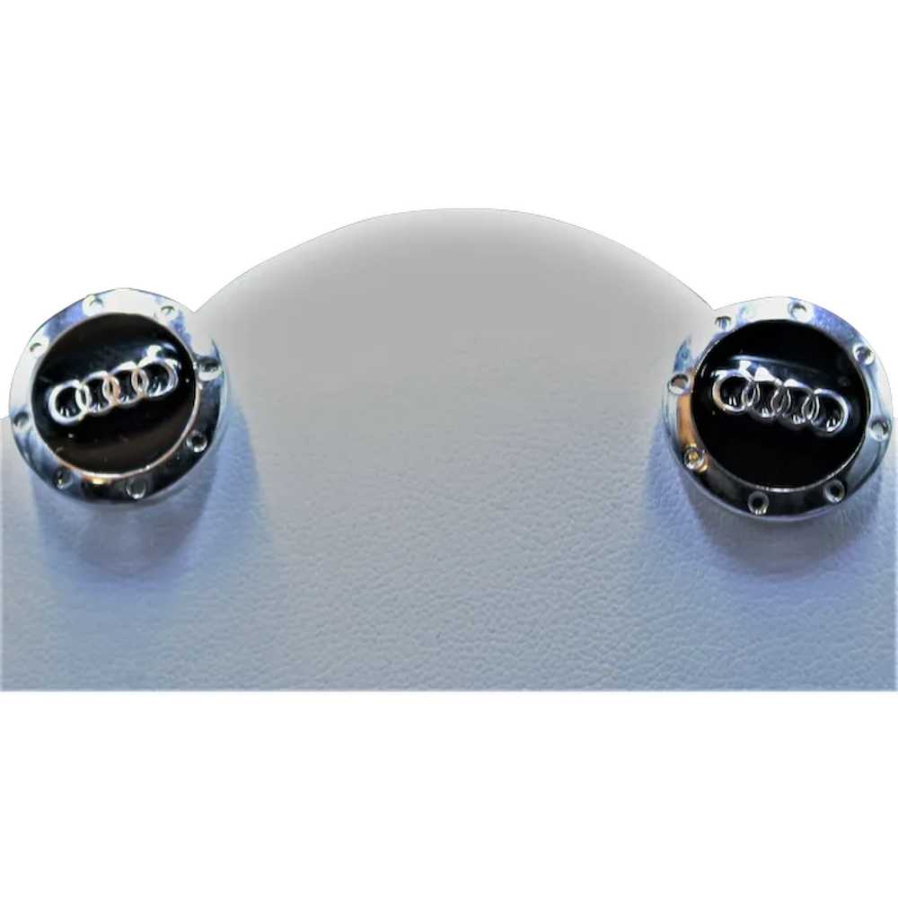 Silver Tone and Black "Audi" Cufflinks - image 1