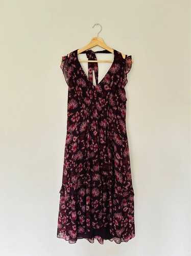 Whistles Dress Womens Size 14 Purple Floral Metall