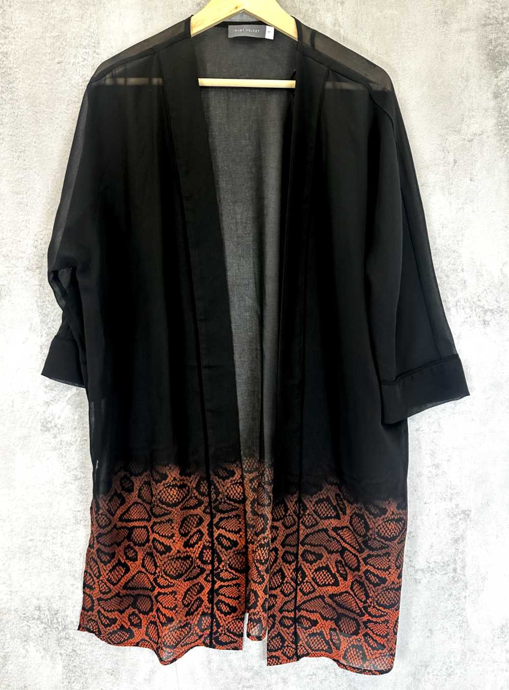 Mint Velvet Animal Print Kimono Size Medium Black… - image 1