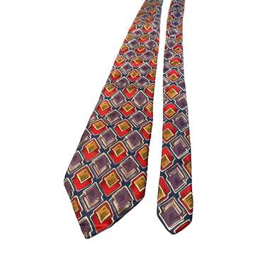 Unkwn Geoffrey Beene Mens Silk Tie Colorful Geome… - image 1