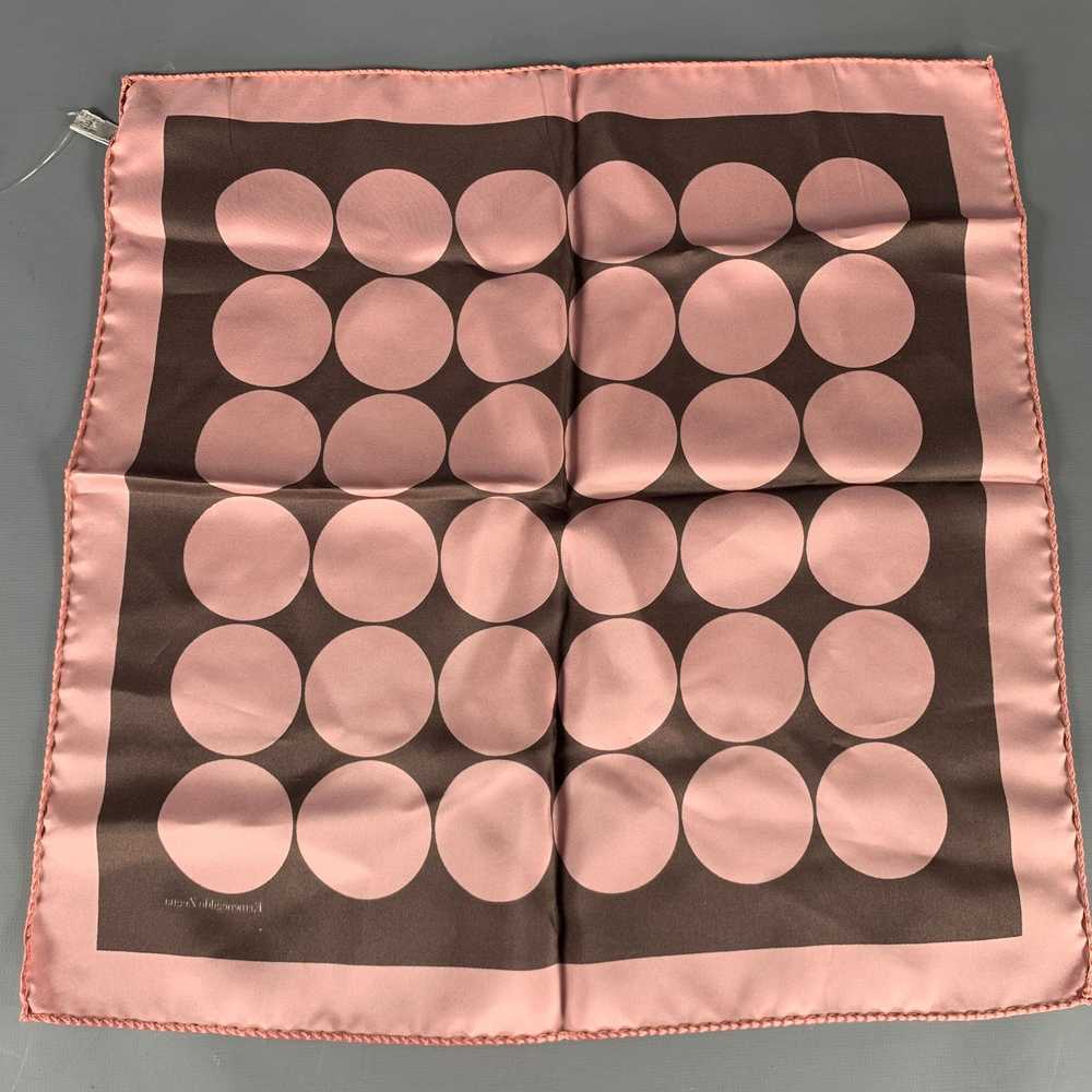 Ermenegildo Zegna Pink Brown Dots Silk Pocket Squ… - image 3