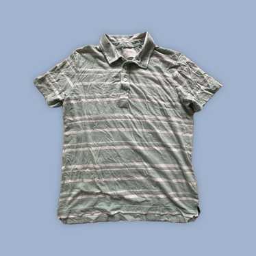 Billy Reid Billy Reid Slim Green striped polo shor