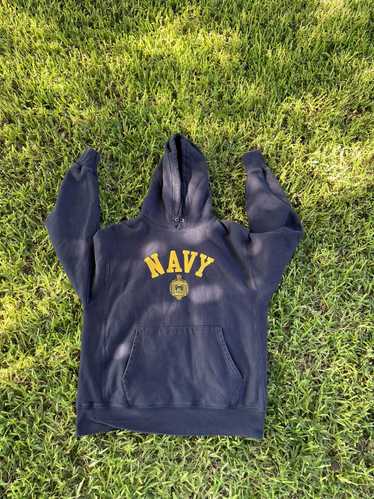 Champion × Streetwear × Vintage Vintage Navy Hood… - image 1