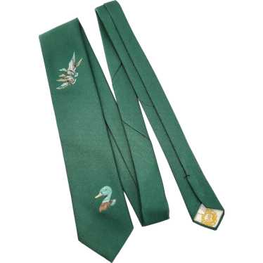 Vintage Chipp Hand Painted Duck Necktie Green Pol… - image 1