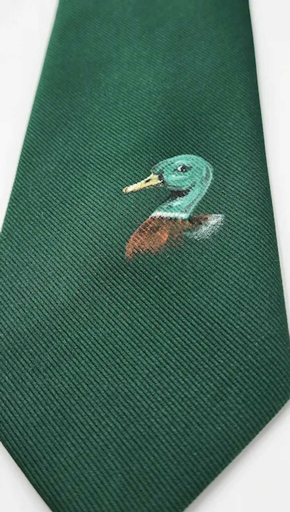 Vintage Chipp Hand Painted Duck Necktie Green Pol… - image 4