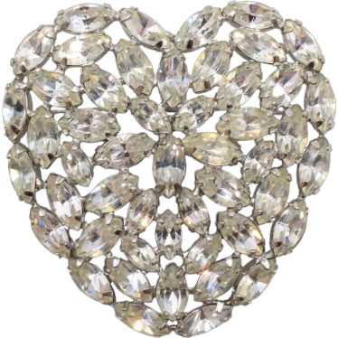 Brooch Pin Rhinestone Heart Figural