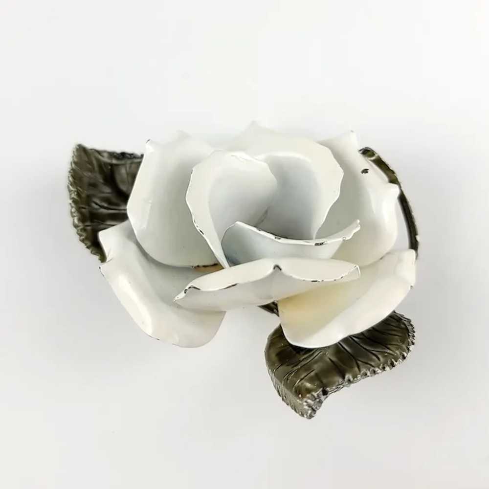 Huge Enamel Rose Brooch ~ Unique Corsage ~ Rhines… - image 5