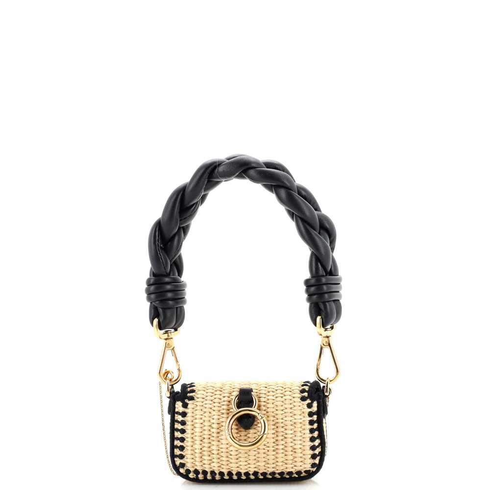 FENDI Chain Baguette Charm Bag Raffia and Leather… - image 3