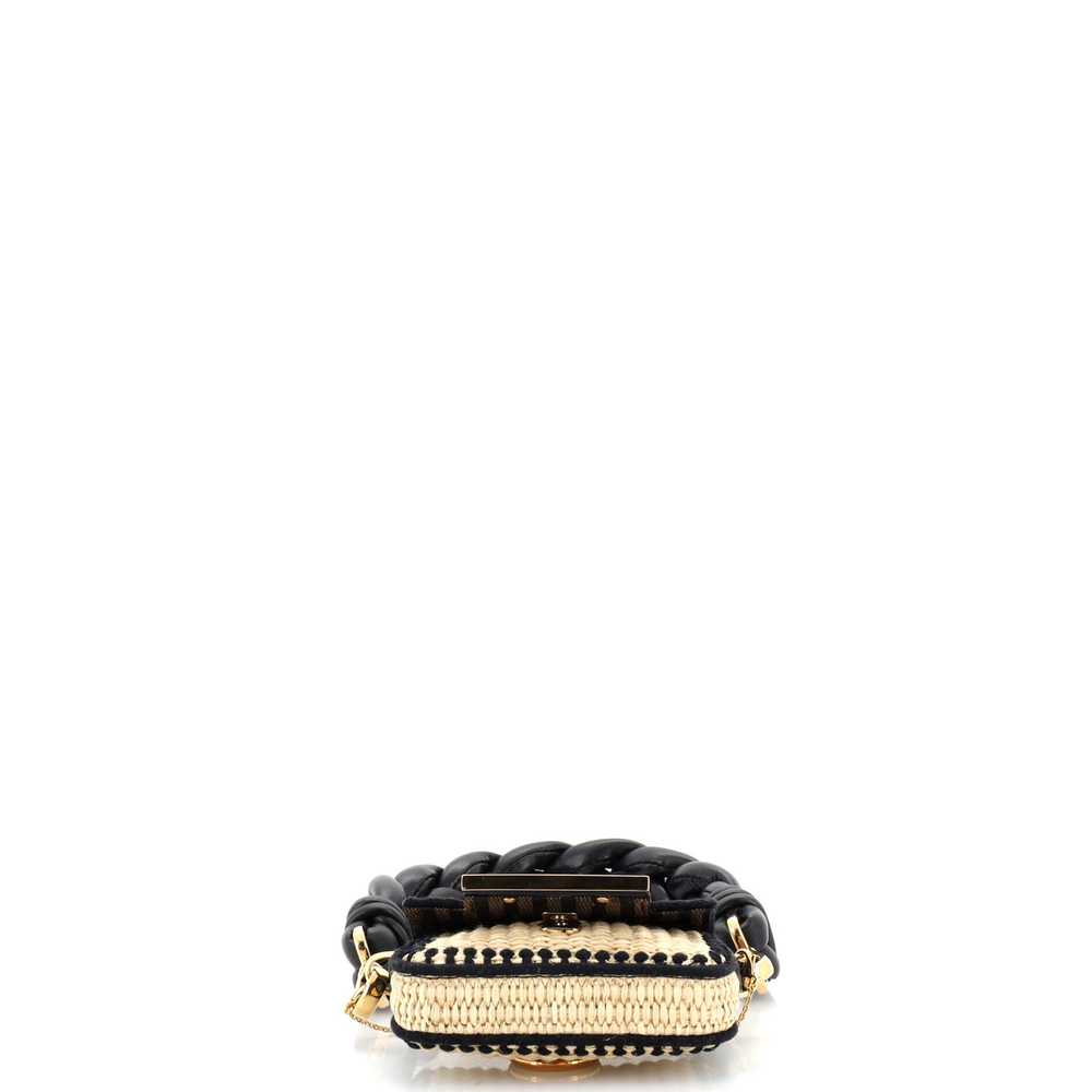 FENDI Chain Baguette Charm Bag Raffia and Leather… - image 4