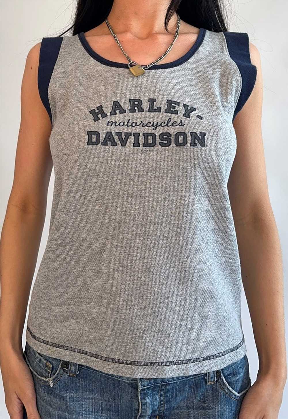 y2k Harley Davidson Motorcycles Grey & Navy Tank … - image 2