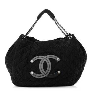 CHANEL Nylon Quilted CC Logo Tote Black