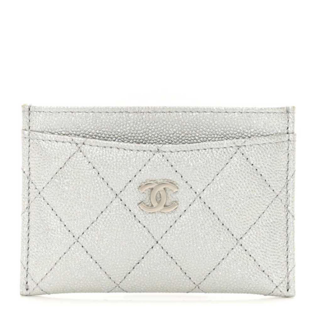 CHANEL Glittered Metallic Caviar Quilted Card Hol… - image 1