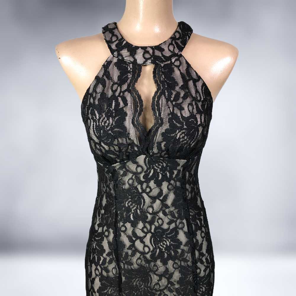 00s Y2K Vintage Black Lace Nude Illusion Mermaid … - image 9