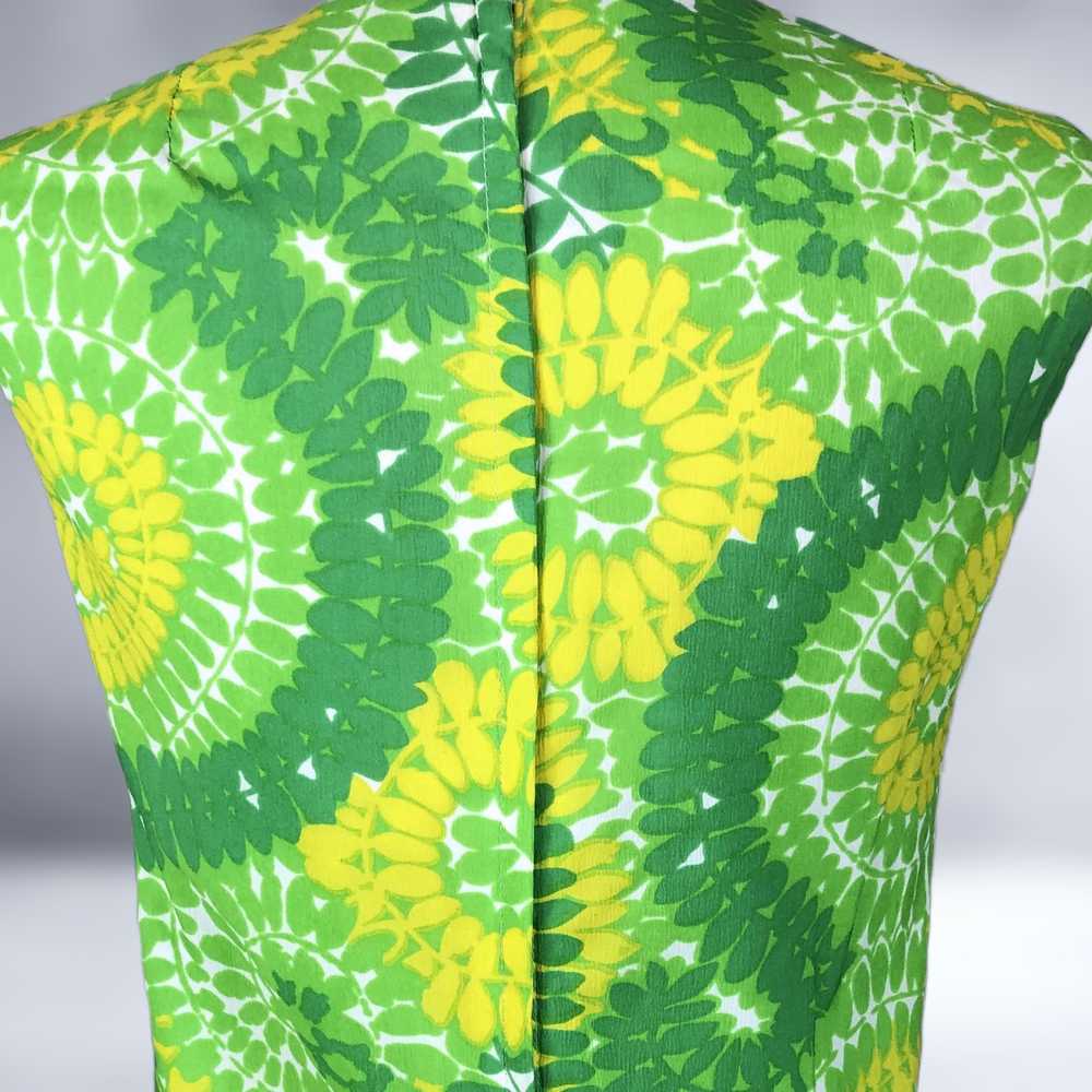 60s Vintage Bold Green & Yellow Psychedelic Print… - image 1