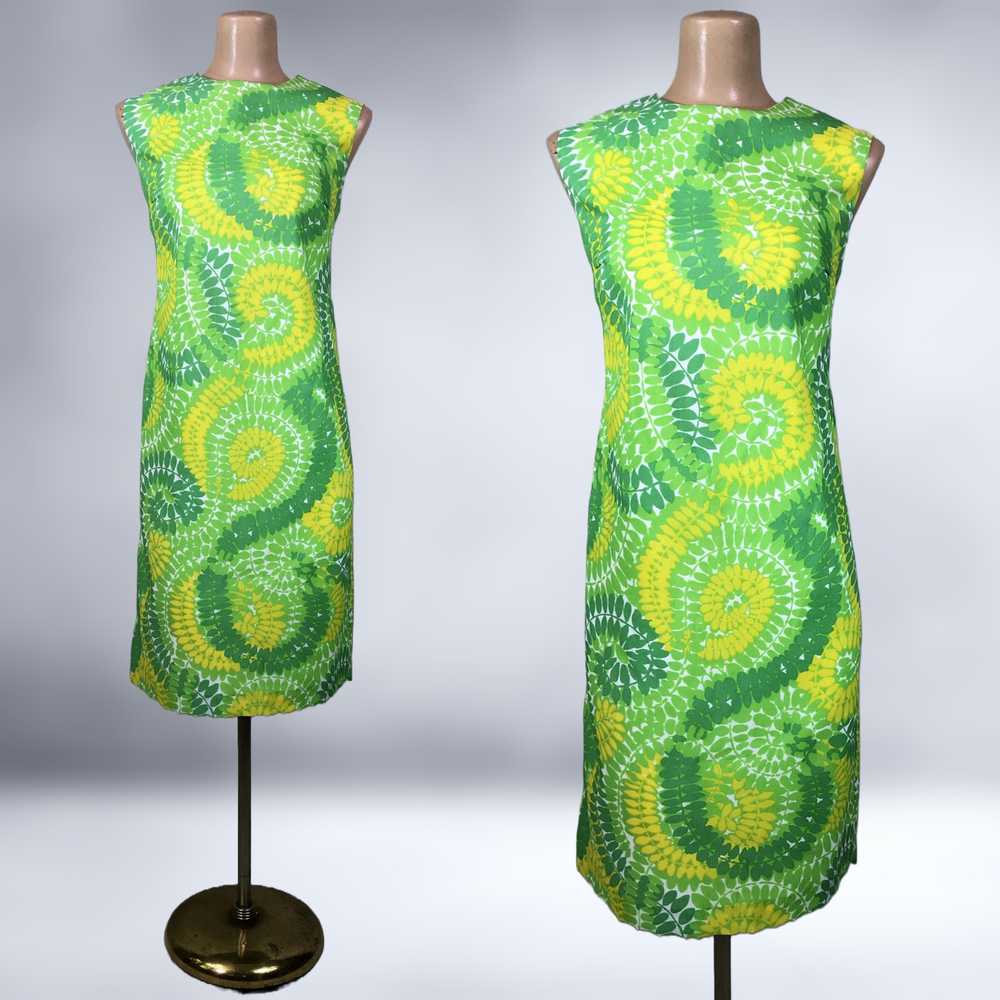 60s Vintage Bold Green & Yellow Psychedelic Print… - image 3