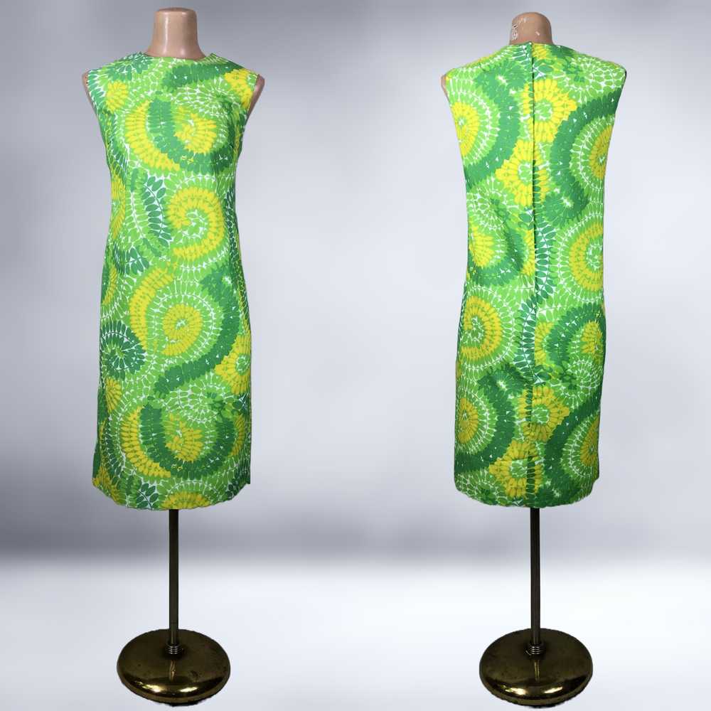 60s Vintage Bold Green & Yellow Psychedelic Print… - image 4