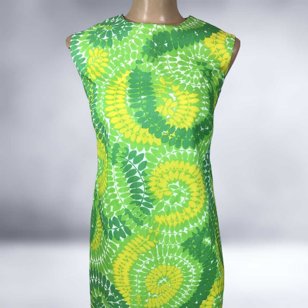 60s Vintage Bold Green & Yellow Psychedelic Print… - image 5