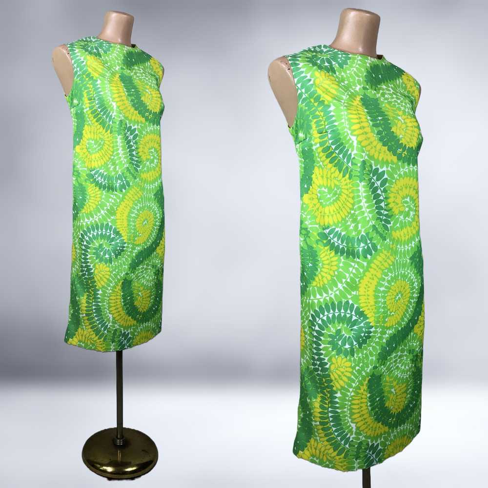 60s Vintage Bold Green & Yellow Psychedelic Print… - image 6