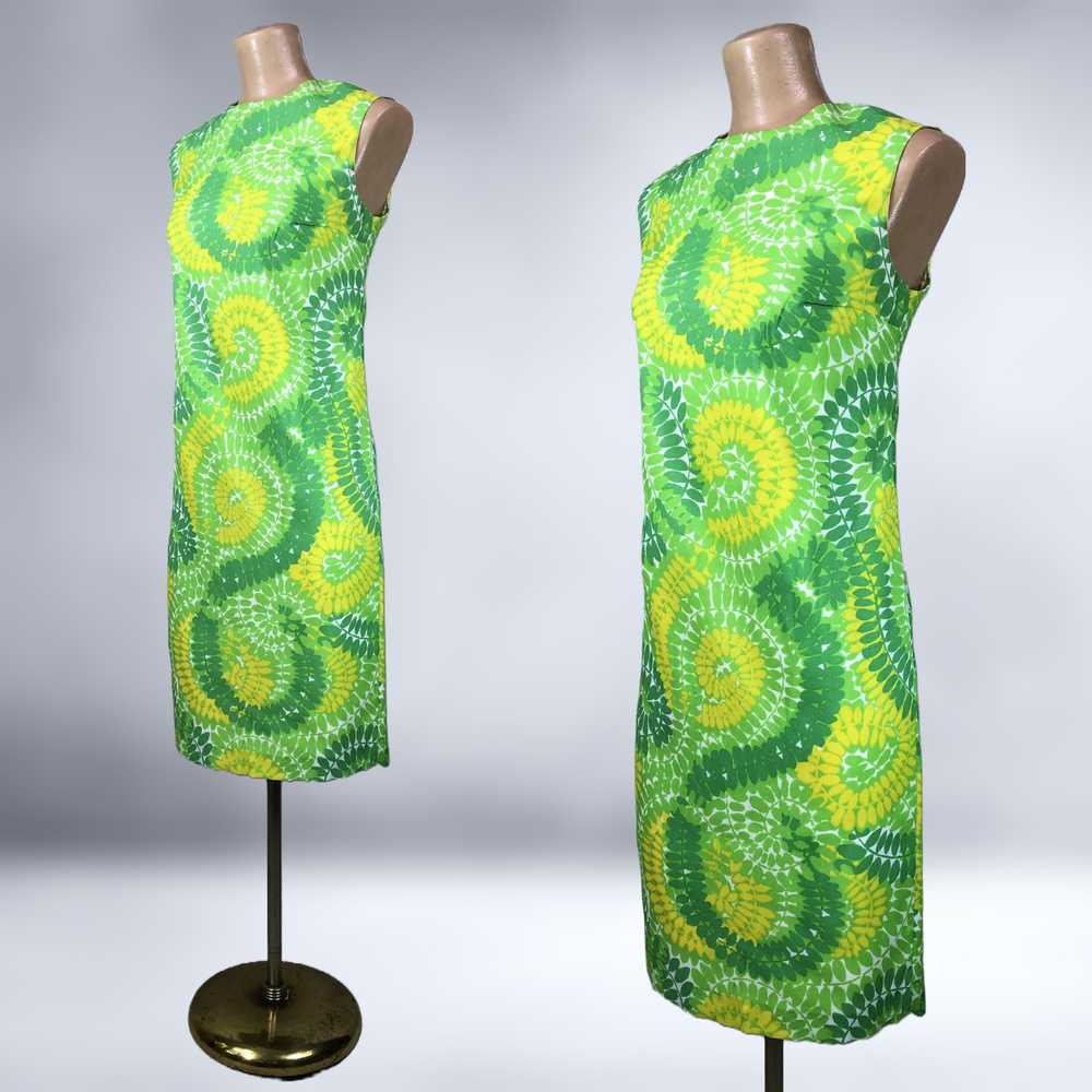 60s Vintage Bold Green & Yellow Psychedelic Print… - image 7