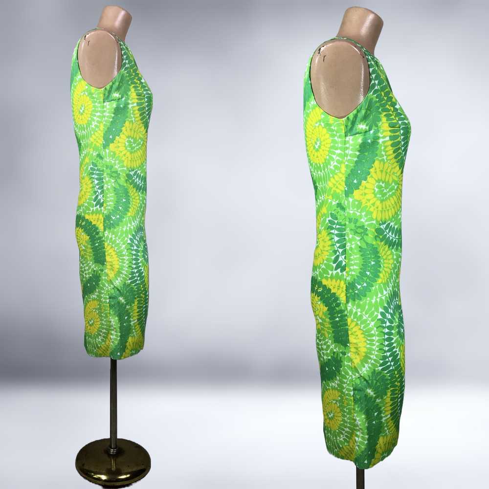 60s Vintage Bold Green & Yellow Psychedelic Print… - image 8