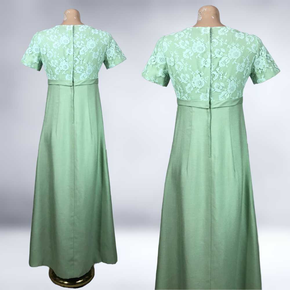 60s Vintage Sage Green Shantung and Lace Formal M… - image 1