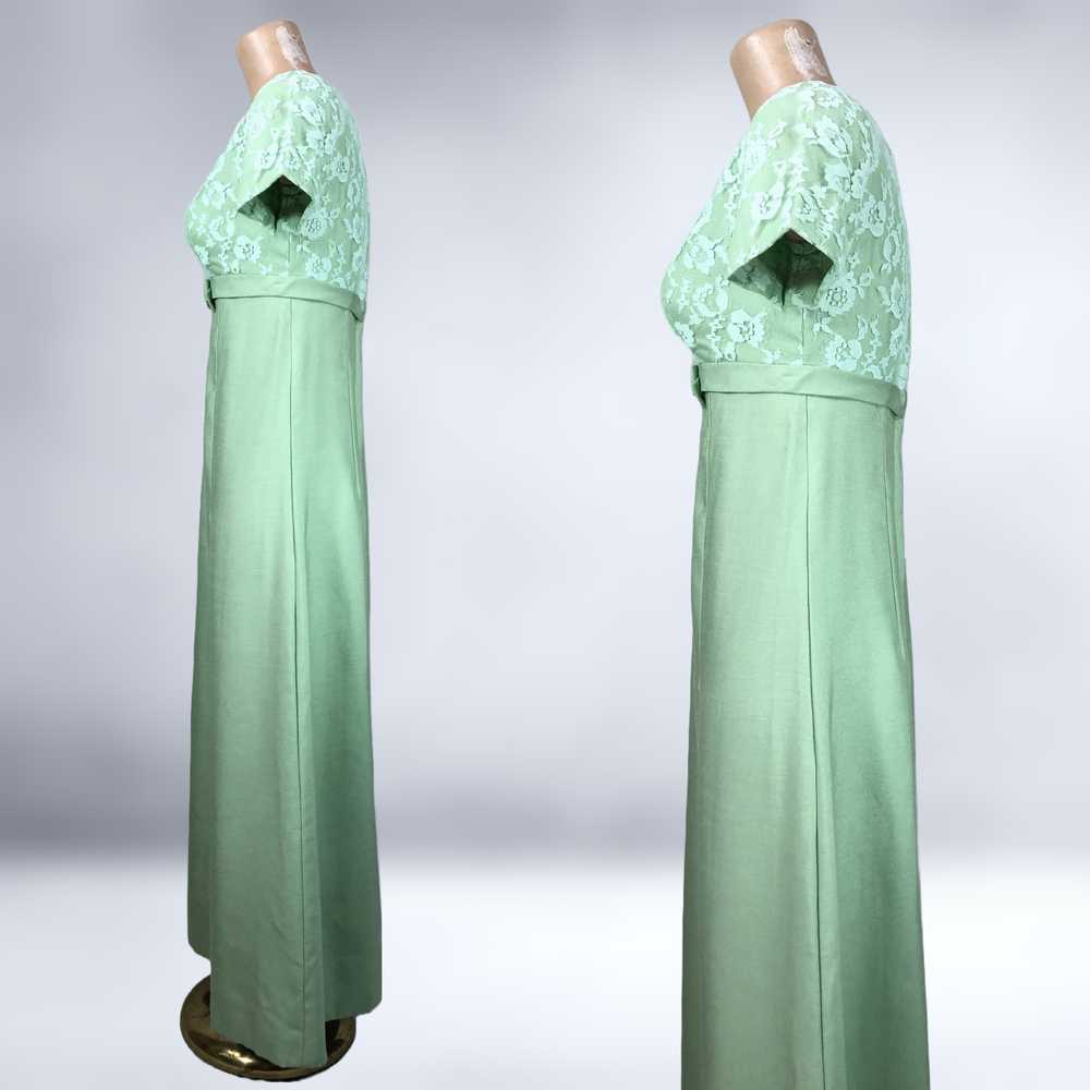 60s Vintage Sage Green Shantung and Lace Formal M… - image 9