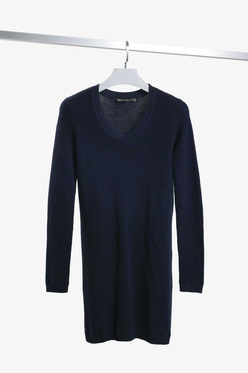 Balenciaga Balenciaga Navy Blue Knit Sweater Dress - image 1