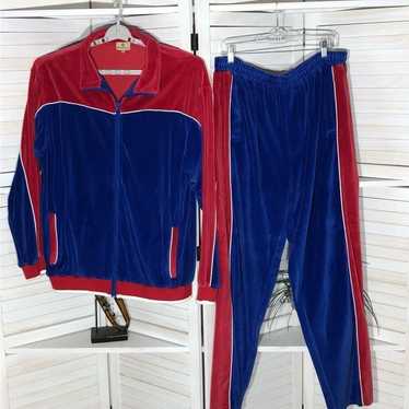 Vintage SK Sport outlet Retro Velour Purple & Pink Colorblock 2 Piece Track Suit Large