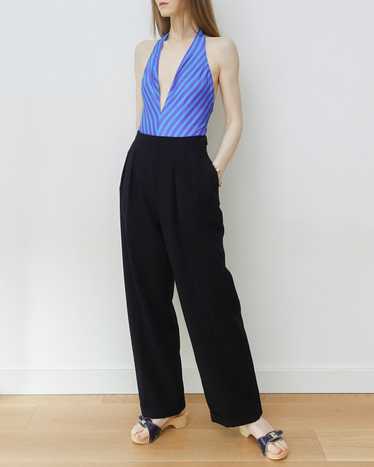 Black Pleated High Waisted Wide Leg Trousers