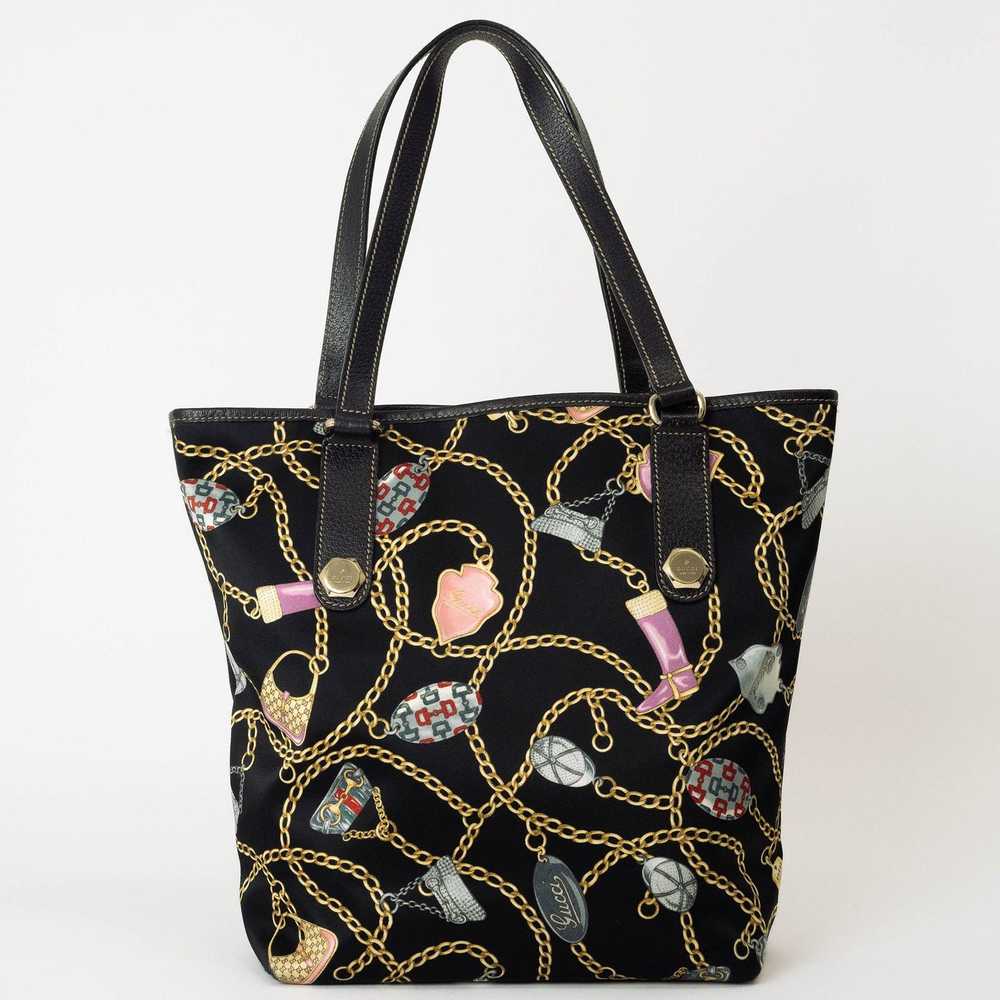 Gucci Gucci Satin Tote Bag Chain Pattern 153009 B… - image 1