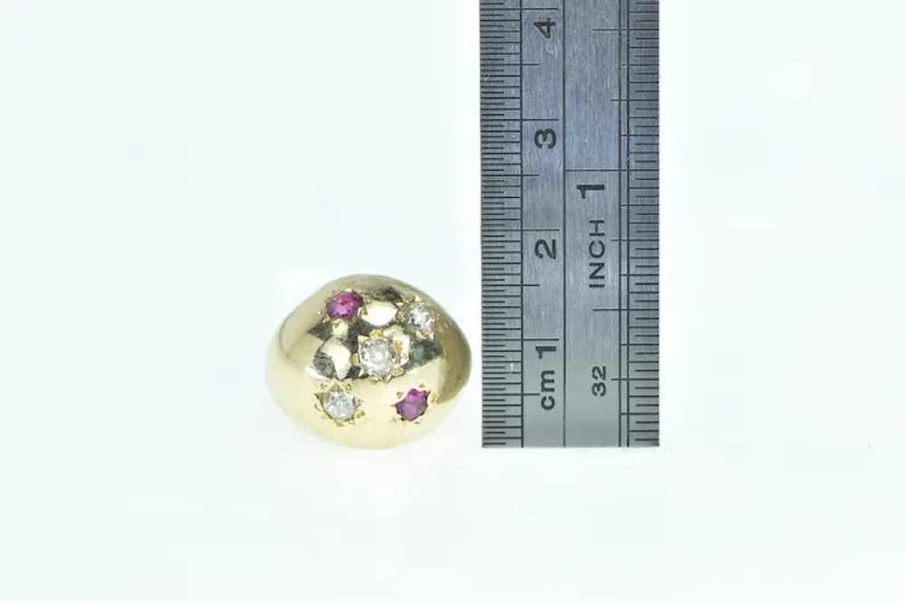 14K 1930's Domed Diamond Ruby Statement Pinky Rin… - image 4